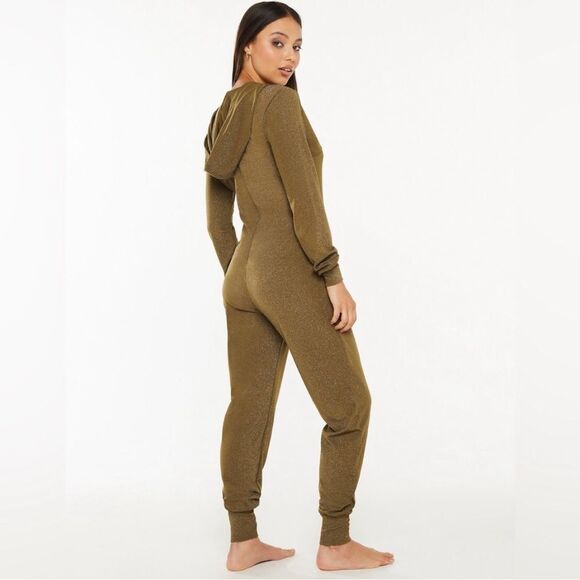 SAVAGE X FENTY | Forever Showgirl Green & Gold Sparkly Jumpsuit Women’s Size L - Picture 1 of 12